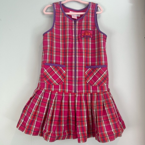 Gymboree Rainbow Tag Vintage Pink Plaid Dress Sleevless Zipper Size Large Girls - Picture 1 of 5